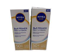 2 x NIVEA SUN UV Face 2in1 Primer SPF50+ Serum 30ml Daily UV Protection