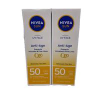 2 x Nivea Sun UV Face Anti-Age Q10 - 50ml ✅⭐️ New In Box ✅
