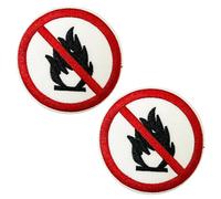 2 X No Camp Fires Sign Embroidered Patch - Iron-On Safety Symbol for Jackets, Backpacks, Gear & Crafts (7cm Round)