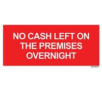 2 x - No Cash Left Overnight - Info Sign Label Removable Self Adhesive Waterproof Durable Vinyl Label Sticker 225mm x 106mm