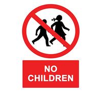 2 x No Children - Info Sign Label Removable Self Adhesive Waterproof Durable Vinyl Label Sticker 225mm x 160mm