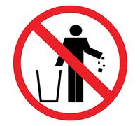 2 x No Littering - Pictogram - Info Sign Removable Self Adhesive Waterproof Durable Vinyl Label Sticker 150mm x 150mm