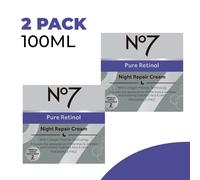 2 x No7 Pure Retinol Night Repair Cream 50ml Moisturiser Smoother Skin Hydration