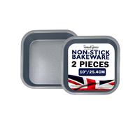 Samuel Groves Square Sandwich Sponge Cake Tin 2X Large 10" (25cm) Pan Tray Superior Double Coated Non Stick, Made in England