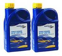 2 x North Sea Lubricants® Wave Power SL-CF Semi Synthetic Car Motor Gasoline Petrol Diesel Engine Oil 10W/40 10W-40 1L 1 Litre - Made In Holland