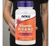 2 x NOW Foods, Vitamin D-3 & K-2, 120 Capsules