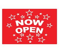 2 x NOW OPEN - Info Sign Label Removable Self Adhesive Waterproof Durable Vinyl Label Sticker 225mm x 160mm