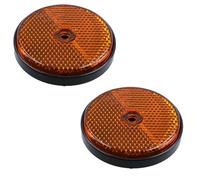 2 x Orange Amber Round Circular Reflectors for Driveway Gate Fence Post Trailers