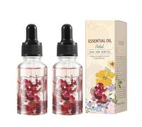 2 x Organic Hair Oil, Natural Body Massage Oil, Nourishes and Regenerates Skin Vitality, Smooths Frizzy Hair and Gives It Shine Essence for Women, 30 ml (One Size, Rose Petals)