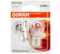 OSRAM Original 12V P21W halogen auxiliary light 7506-02B in double blister, White