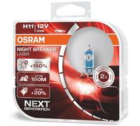 2 x Osram H11 711 12V 55W +150% Night Breaker Laser (Next Generation) Car Bulbs