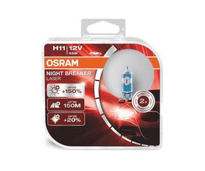 2 X Osram H11 711 12V 55W +150% Night Breaker Laser (Next Generation) Car Bulbs