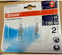 2 X OSRAM Halogen Pin Base Lamp HALOSTAR 50W 12V Gy6.35 1185Lm 2000H [EEK: G]