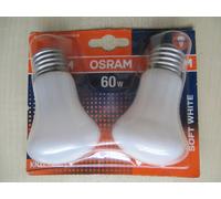 2 X Osram Superlux Krypton Super E sil 60W E27 Soft White Opal Mushroom Shape [EEK: G]