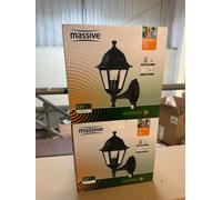 2 x Outdoor Black Wall Lantern Lima with PIR IP44 PHILIPS MASSIVE