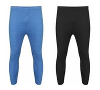 2 X Pairs Mens Thermal Long Johns Trousers, Soft Stretch Fabric Bottom Warm Underwear, Winter Base Layer Lightweight Mens Underwear, UK Size S-6XL (3XL, Black Blue)