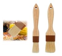 2 x Pastry Brush, Natural Bristles, Kitchen Brush, Cake Brush, Cooking Brush, Grill Brush, with Long Wooden Handle, Easy to Clean, for Butter, Eggs, Spreads, Pastries, Grilling (Pack of 2)