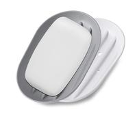 2 x Pcs Silicone Grey and White Soap Dish - Non-Slip, Portable, and Self-Draining Soap Holder for Bathroom, Kitchen, Shower Soap Box Counter Top and Shelf Easy cleaning
