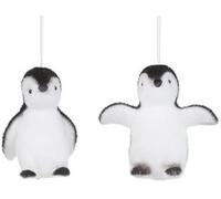 2 x Penguin Chicks - Christmas Tree Hanging Decorations/Baubles - Black & White - 9 cm