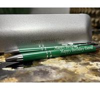 2 x Personalised Deep Engraved Custom Aluminium Limited Edition Dublin writing Set Pen + Mechanical Pencil + Steel Gift Box | Design A Truly Unique Present | Laser Engraved - Green