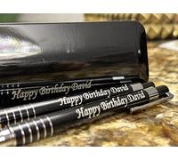 2 x Personalised Deep Engraved Custom Aluminium Limited Edition Dublin writing Set Pen + Mechanical Pencil + Steel Gift Box | Design A Truly Unique Present | Laser Engraved - Black