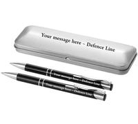 2 x Personalised Deep Engraved Custom Aluminium Limited Edition Dublin writing Set Pen + Mechanical Pencil + Steel Gift Box | Design A Truly Unique Present | Laser Engraved - BLACK