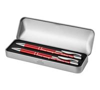 2 x Personalised Deep Engraved Custom Aluminium Limited Edition Dublin writing Set Pen + Mechanical Pencil + Steel Gift Box | Design A Truly Unique Present | Laser Engraved - RED