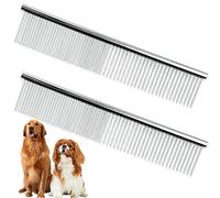 2 x Pet Combs,Metal Pet Comb,Pet Grooming Comb,Fur Detangling Tool for Pets,Suitable for large, medium and small dogs and cats, short-haired/long-haired tangles