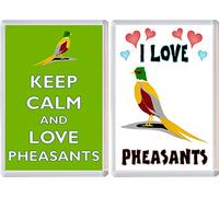 2 x Pheasant/Pheasants Jumbo Fridge Magnets - I Love & Keep Calm