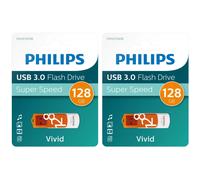 2 x PHILIPS 128 GB USB 3.0 Vivid Pen Flash Drive Memory Stick - Super High Speed