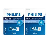 2 x PHILIPS 16 GB USB 2.0 Vivid Pen Flash Drive Memory Stick - High Speed