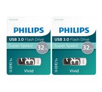 2 x PHILIPS 32 GB USB 3.0 Vivid Pen Flash Drive Memory Stick - Super High Speed