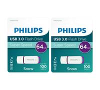 2 x PHILIPS ( 64 GB ) USB 3.0 SNOW Pen Flash Drive Memory Stick - High Speed