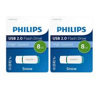 2 x PHILIPS ( 8 GB ) USB 2.0 SNOW Pen Flash Drive Memory Stick - High Speed