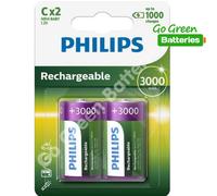 4x Philips C Size 3000 mAh Rechargeable Batteries LR14 HR14 Ready To Use UK NEW