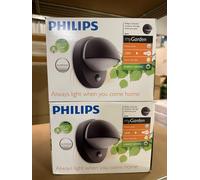 2 x Philips June Outdoor Wall Lights Anthracite Grey with sensor (bulb included)