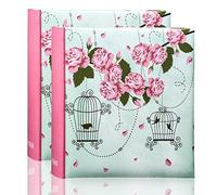2 x Photo Album 200 6 X 4'' / 15 x 10 cm Photos Slip in Picture Album CD/DVD Pocket Memo Writing Area - Gifting Album by Arpan (Vintage Rose Bird Case)