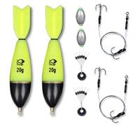 2 x Pike Fishing LED Float Kit - Night Deadbait & Livebait Setup - 1 Float, Rig, Weight & Bead