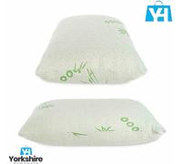(2 x Pillows) Orthopedic Shredded Memory Foam Bamboo Pillow Anti Bacterial Extra Support