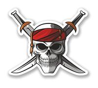 2 x Pirate & Swords Vinyl Sticker Car Bike iPad Laptop Crossbones Skull #5568 (10cm Wide x 8.5cm Tall)