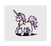 2 x 'Pixel Art Pink Unicorn' Microfibre Lens/Glasses Cleaning Cloths (LC00024693)