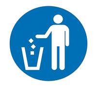 2 x Place Rubbish in Bins - Info Warning Square Sign Removable Self Adhesive Waterproof Durable Vinyl Label Sticker 150mm x 150mm