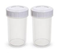 2 x Plastic Beaker Cups 400ml with Twist Lock Lid Airtight Food Storage Containers Microwave Dishwasher Freezer Safe BPA Free