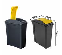 2 x Plastic Dustbin WIth Lid Storage 25 Litre Kitchen Waste Bins Slimline Garden