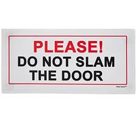 2 x - Please do not slam the door - Info Sign Label Removable Self Adhesive Waterproof Durable Vinyl Label Sticker 225mm x 106mm