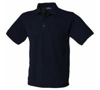2 x Polo Shirt - Henbury Classic Navy Pique H400-Unisex Casual Plain Collared