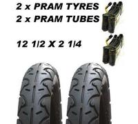 2 x Pram Tyres & 2 x Tubes 12 1/2 X 2 1/4 Slick Maxi Cosi Britax Trekker