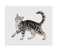 2 x 'Prancing Gray Tabby Cat' Microfibre Lens/Glasses Cleaning Cloths (LC00030688)