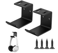 2 x Premium Wall Mount Headphone Holder with Cable Management, Sturdy and Space-Saving Headphones for Wireless and Wired Headphones, Black