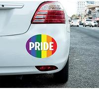 2 x Pride Car Stickers Rainbow Flag Oval Self-Adhesive Vinyl Car, Van, Lorry